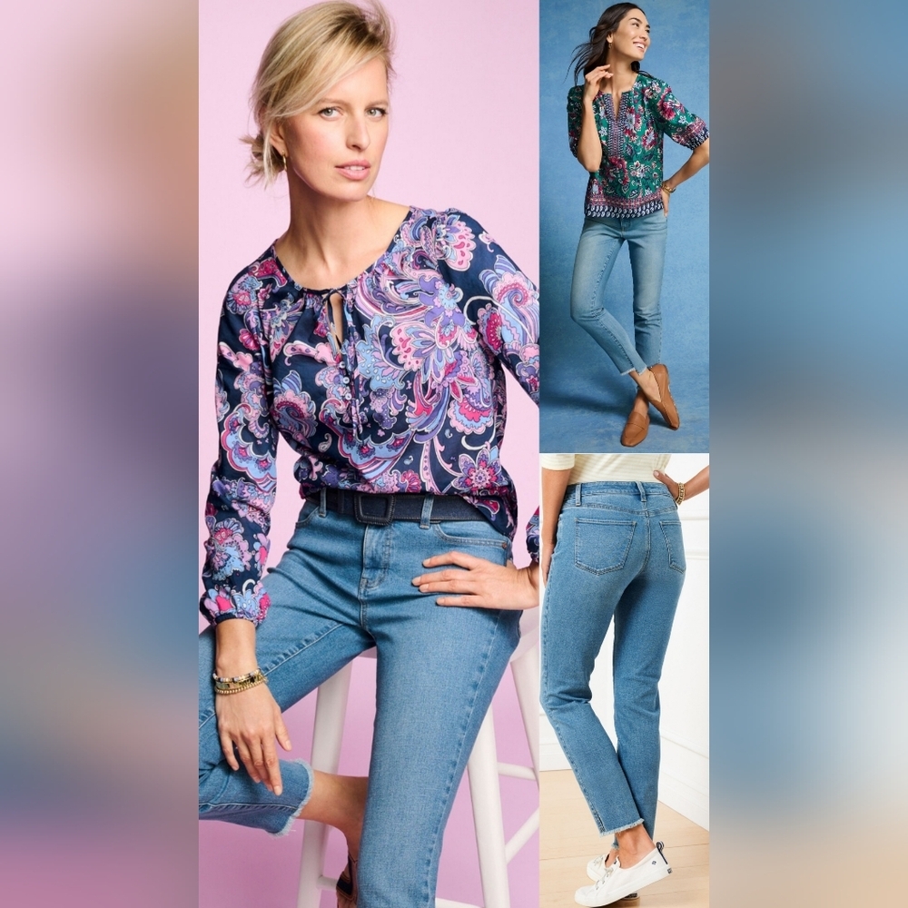 Talbots Slim-Leg Slim Ankle Jeans - Flores Wash ~Plus Size 16 Petite‎